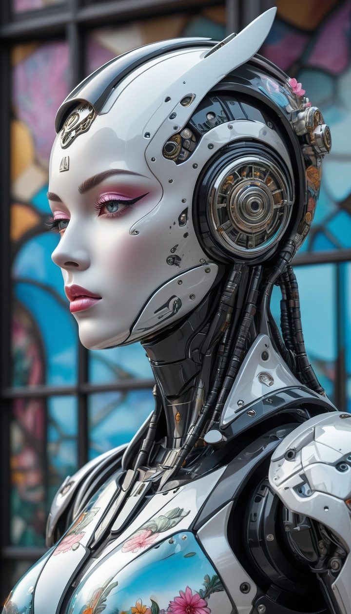 A polished humanoid robot in profile